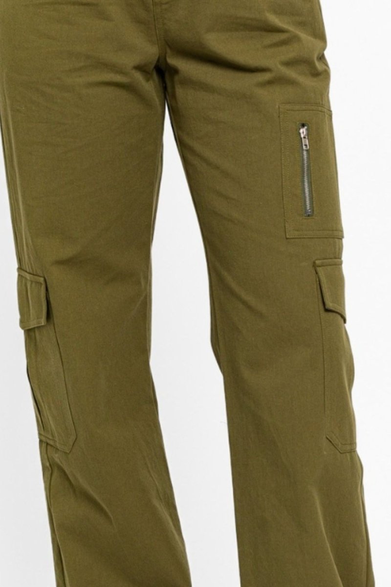 Le Lis High Waisted Wide Leg Cargo Pants with Pockets - AMVIM