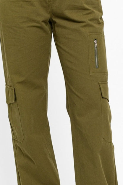 Le Lis High Waisted Wide Leg Cargo Pants with Pockets - AMVIM