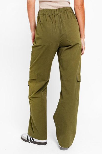 Le Lis High Waisted Wide Leg Cargo Pants with Pockets - AMVIM