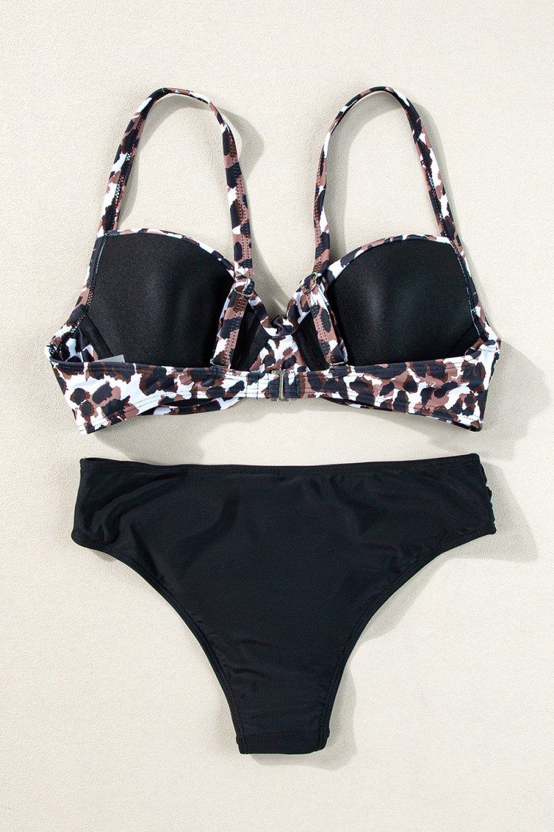 Leopard Sweetheart Neck Bikini Set - AMVIM