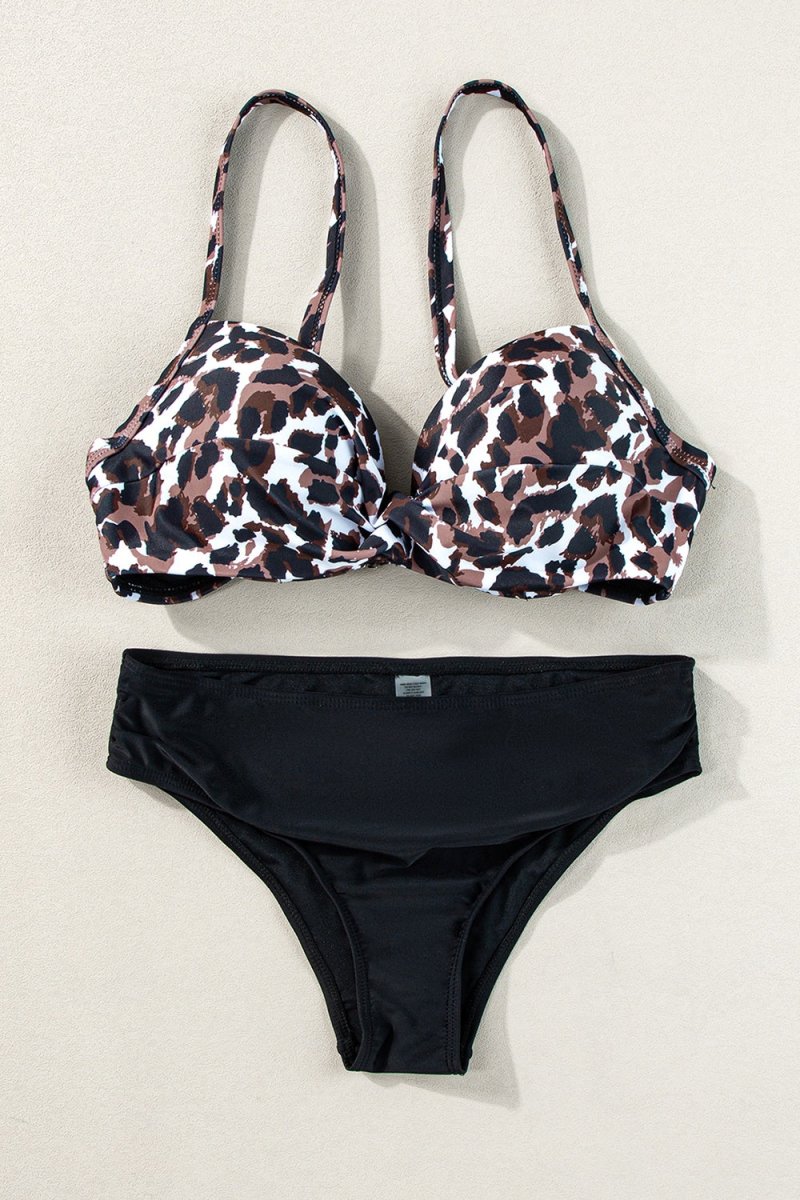 Leopard Sweetheart Neck Bikini Set - AMVIM