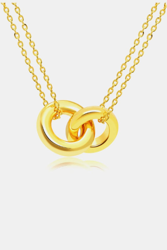Linked Ring Necklace Polished Brass Modern Style - AMVIM