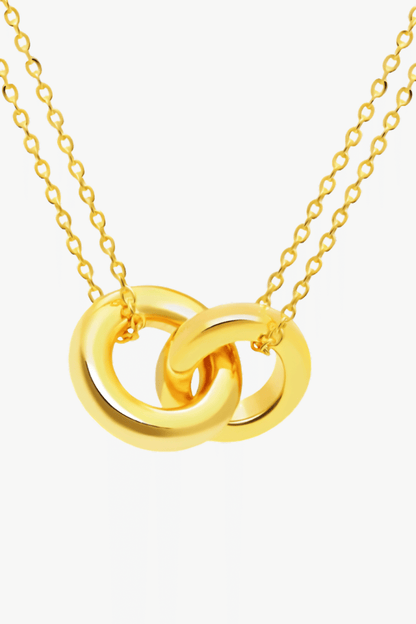 Linked Ring Necklace Polished Brass Modern Style - AMVIM