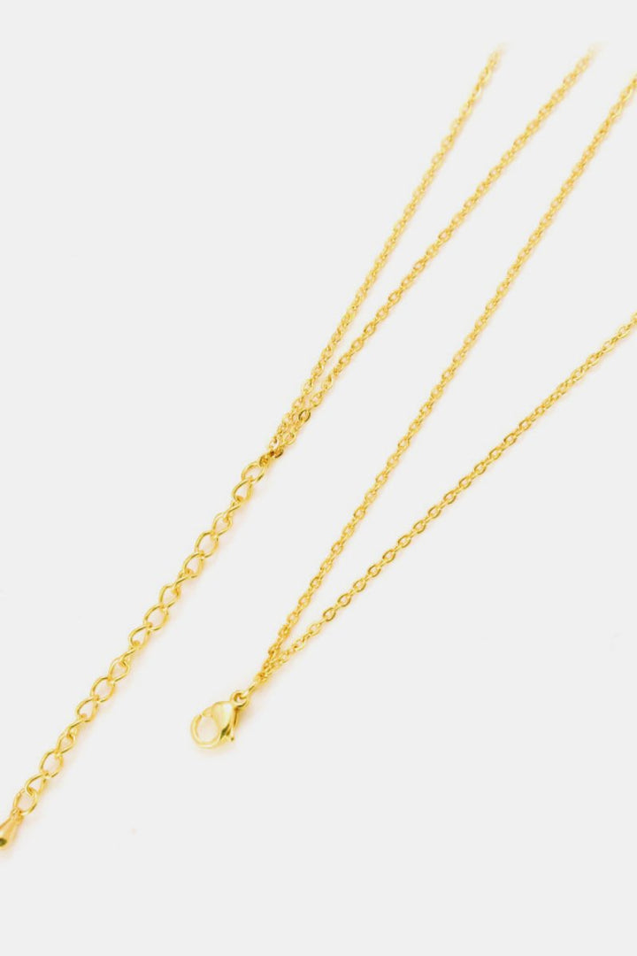Linked Ring Necklace Polished Brass Modern Style - AMVIM
