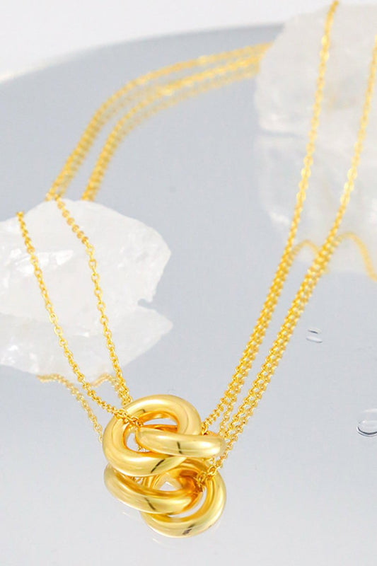 Linked Ring Necklace Polished Brass Modern Style - AMVIM