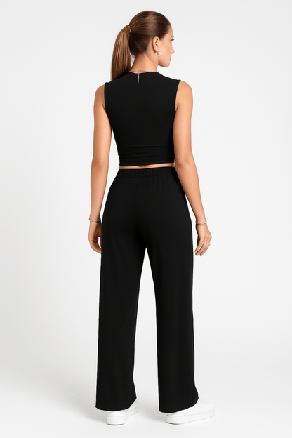 Loungewear Set Sleeveless Drawstring Viscose Summer Outfit - AMVIM