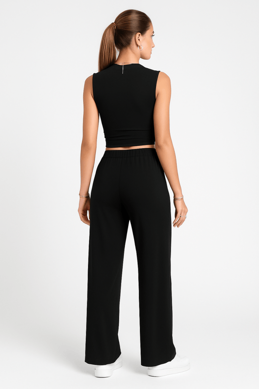 Loungewear Set Sleeveless Drawstring Viscose Summer Outfit - AMVIM