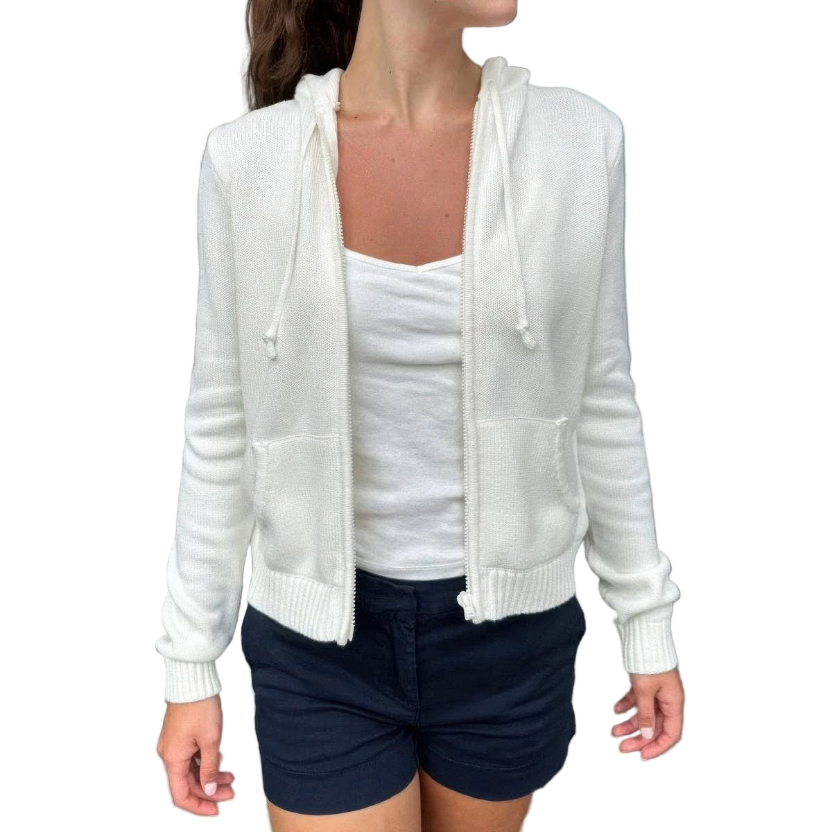 Men's Solid Ribbed Knit Hoodie with Zipper Pockets - AMVIM