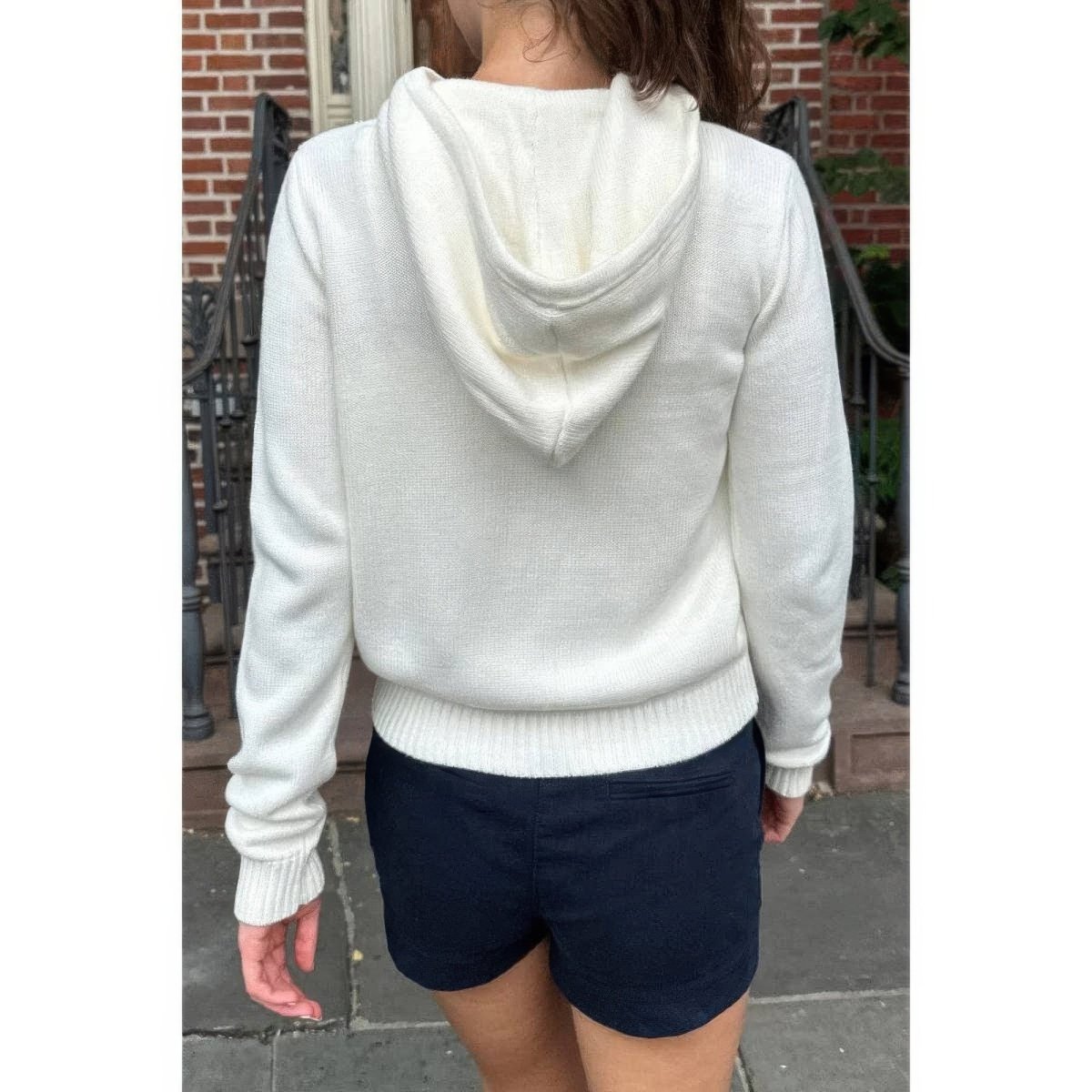 Men's Solid Ribbed Knit Hoodie with Zipper Pockets - AMVIM