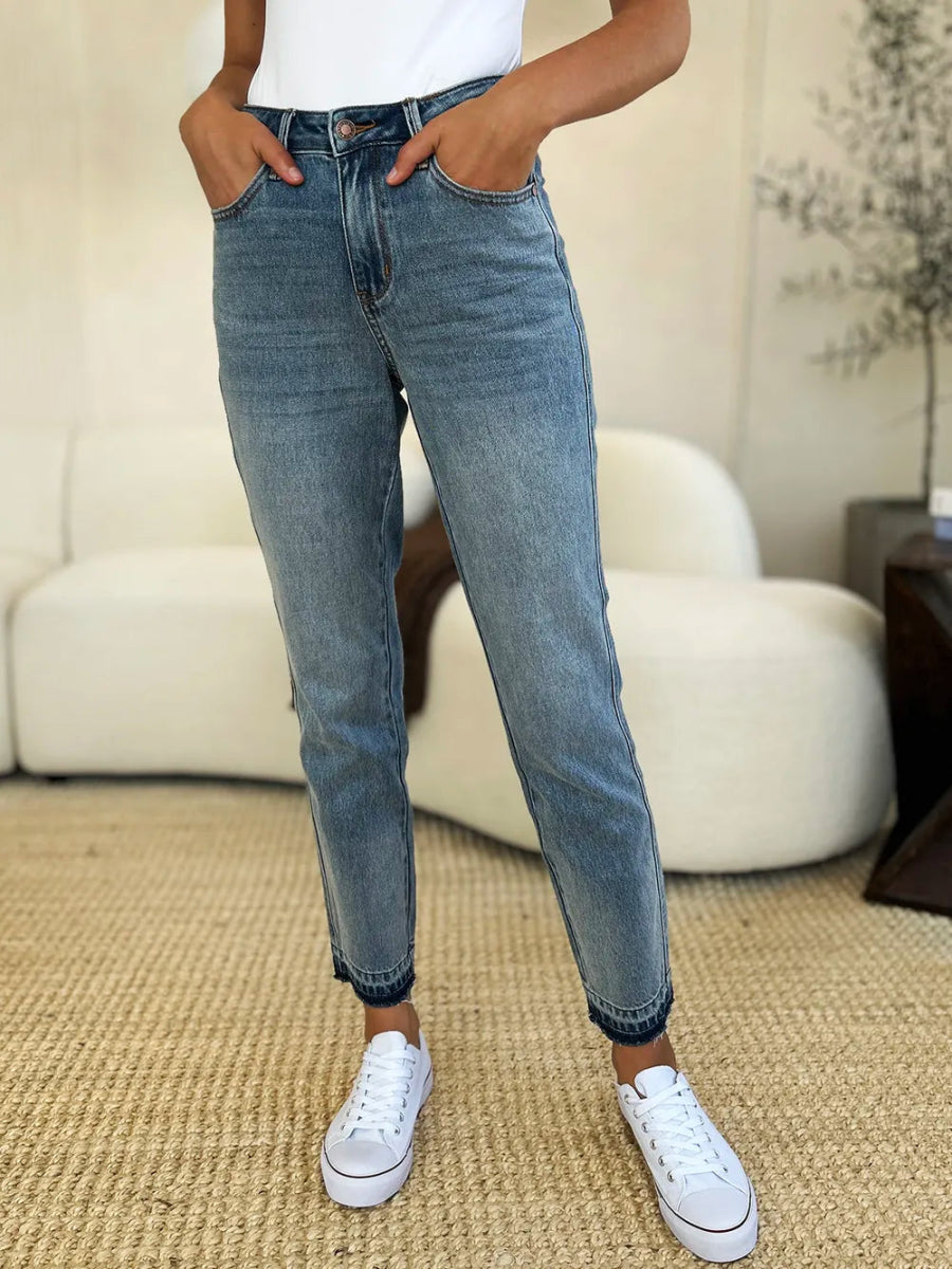Mid Rise Rigid Magic Hem Jeans for Everyday Wear - AMVIM