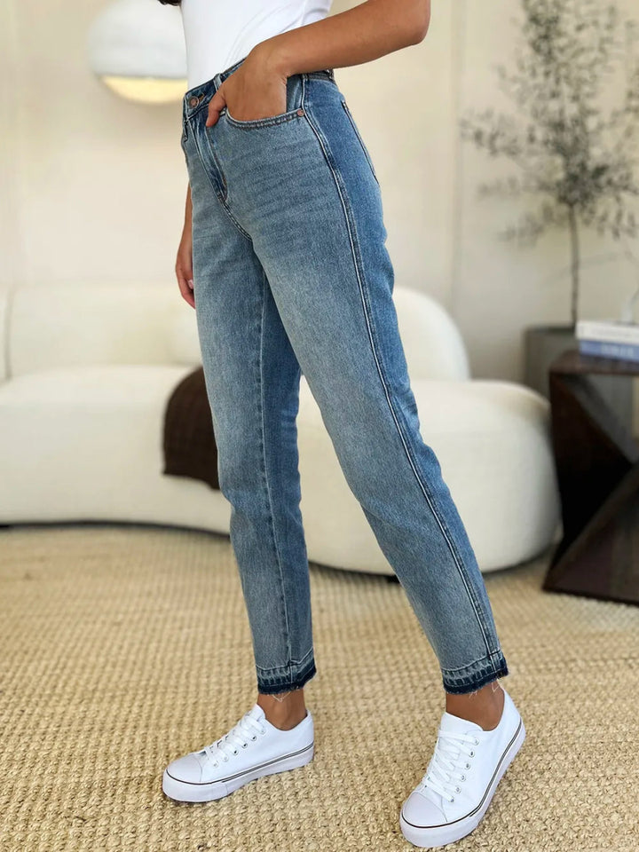 Mid Rise Rigid Magic Hem Jeans for Everyday Wear - AMVIM