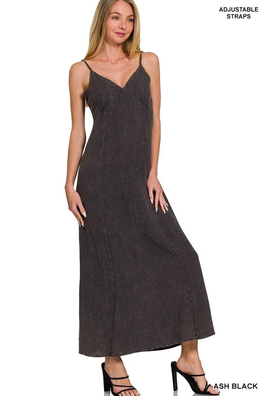 Mineral Washed Rayon Challis Cami Dress for Women - AMVIM