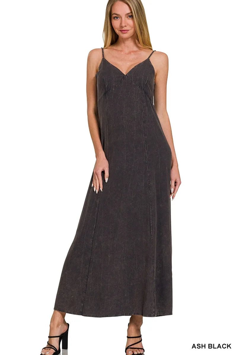 Mineral Washed Rayon Challis Cami Dress for Women - AMVIM