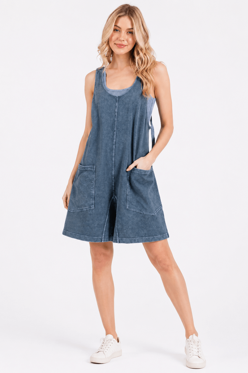 Mittoshop Low Scoop Neck Tank Washed French Terry Romper - AMVIM