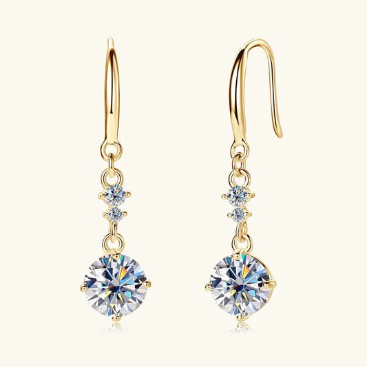 Moissanite Earrings in Gold - Plated Sterling Silver, 2 Carats - AMVIM
