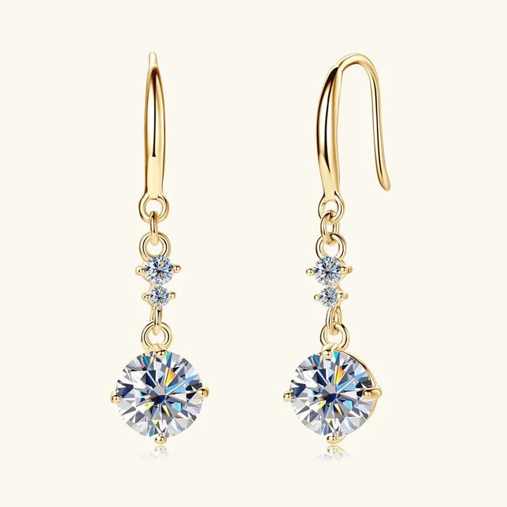 Moissanite Earrings in Gold - Plated Sterling Silver, 2 Carats - AMVIM