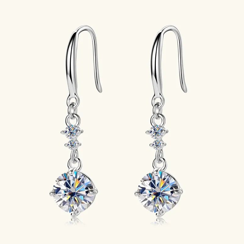 Moissanite Earrings in Gold - Plated Sterling Silver, 2 Carats - AMVIM