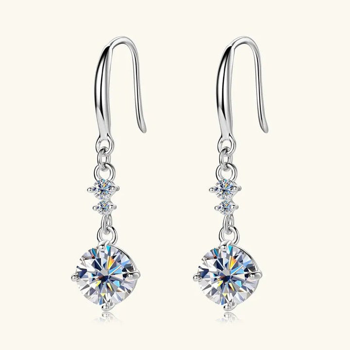 Moissanite Earrings in Gold - Plated Sterling Silver, 2 Carats - AMVIM