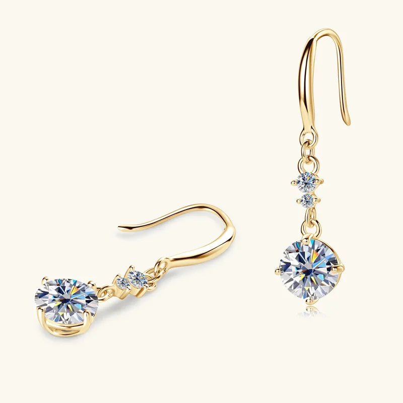 Moissanite Earrings in Gold - Plated Sterling Silver, 2 Carats - AMVIM