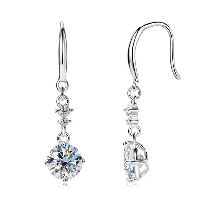 Moissanite Earrings in Gold - Plated Sterling Silver, 2 Carats - AMVIM