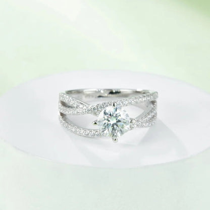 Moissanite engagement ring 1ct sterling silver sparkle - AMVIM
