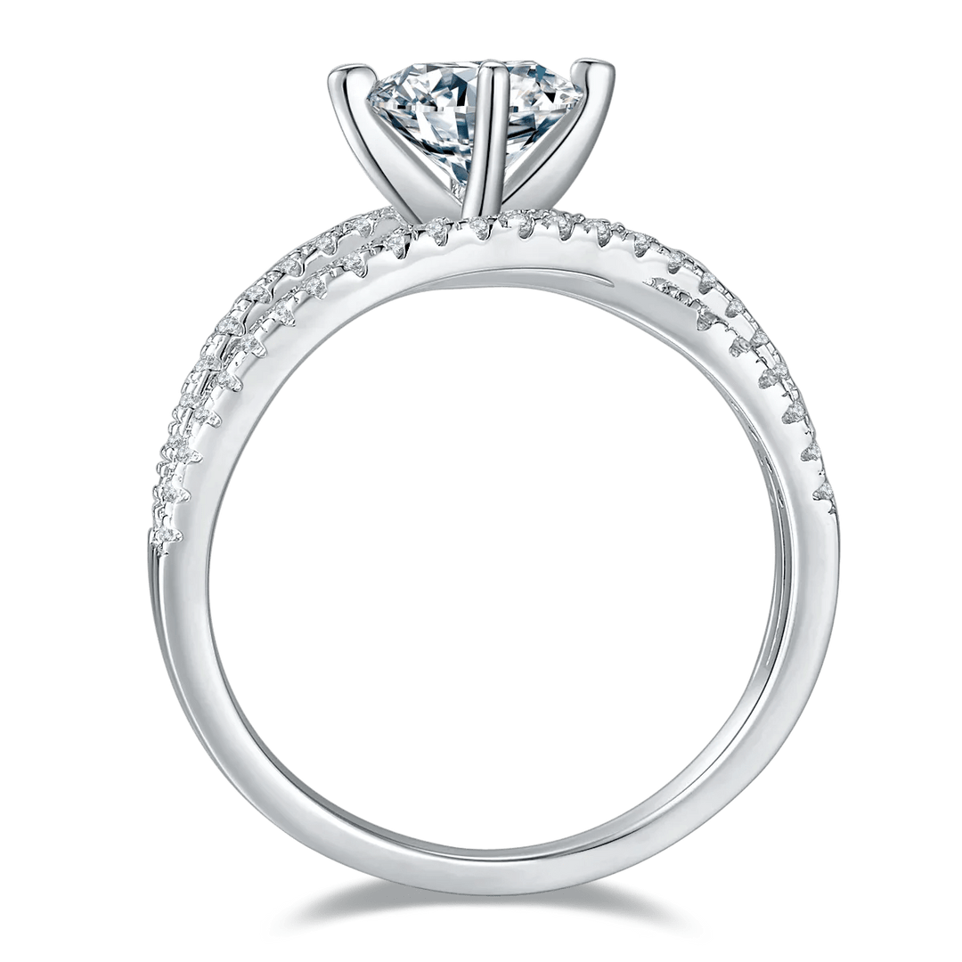 Moissanite engagement ring 1ct sterling silver sparkle - AMVIM