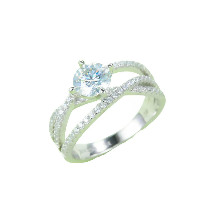 Moissanite engagement ring 1ct sterling silver sparkle - AMVIM
