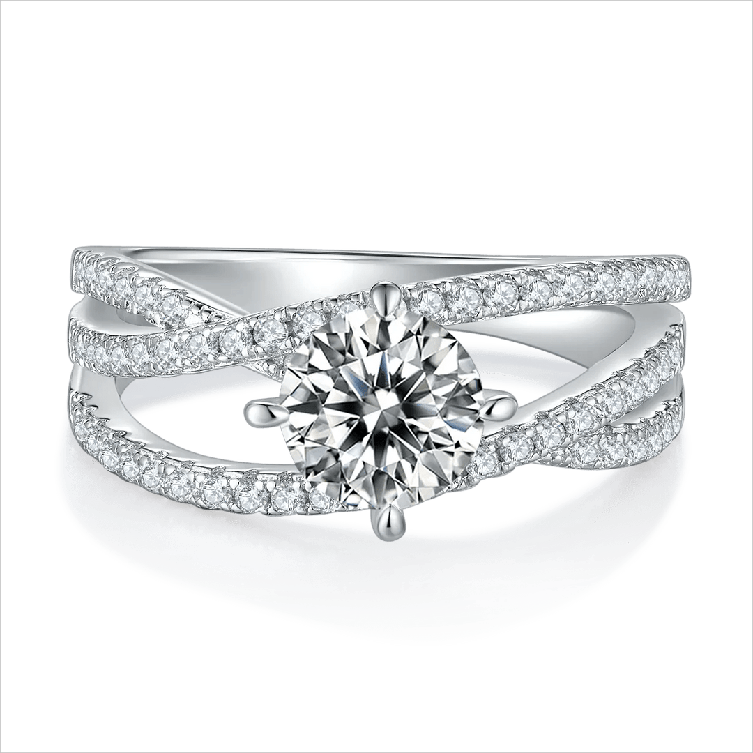 Moissanite engagement ring 1ct sterling silver sparkle - AMVIM