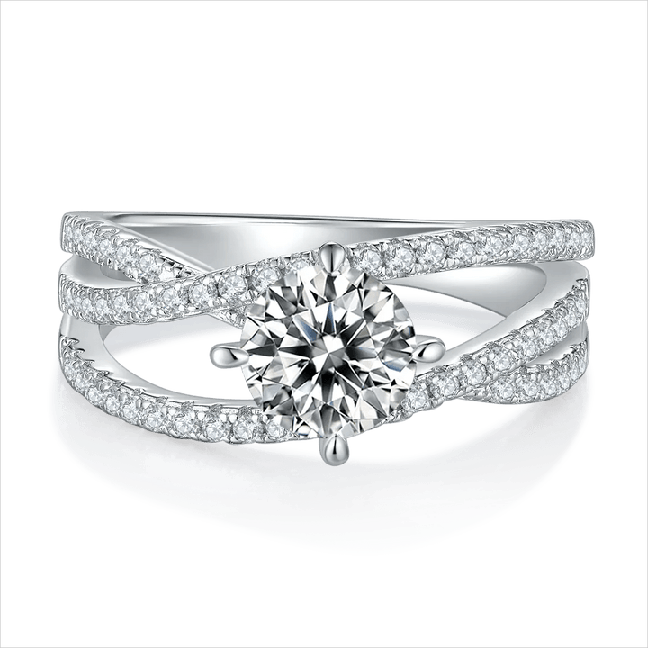 Moissanite engagement ring 1ct sterling silver sparkle - AMVIM