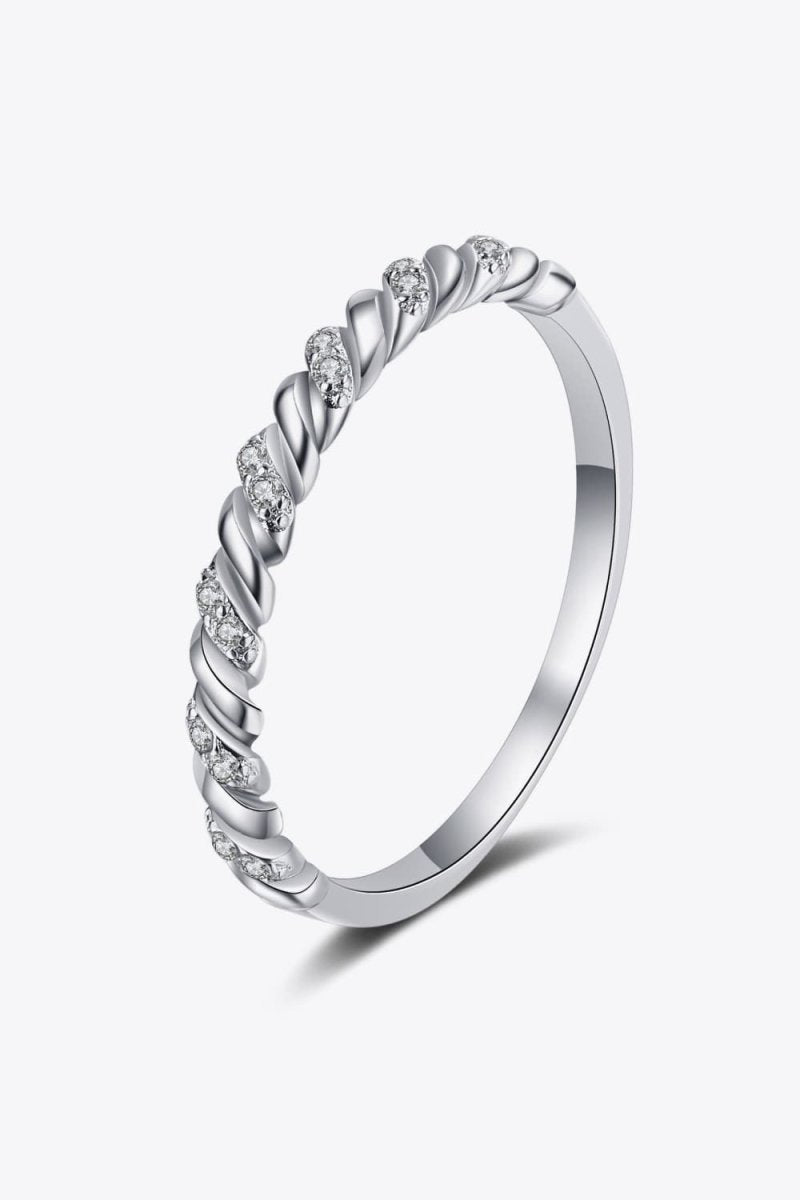 Moissanite Rhodium-Plated Half-Eternity Ring - AMVIM