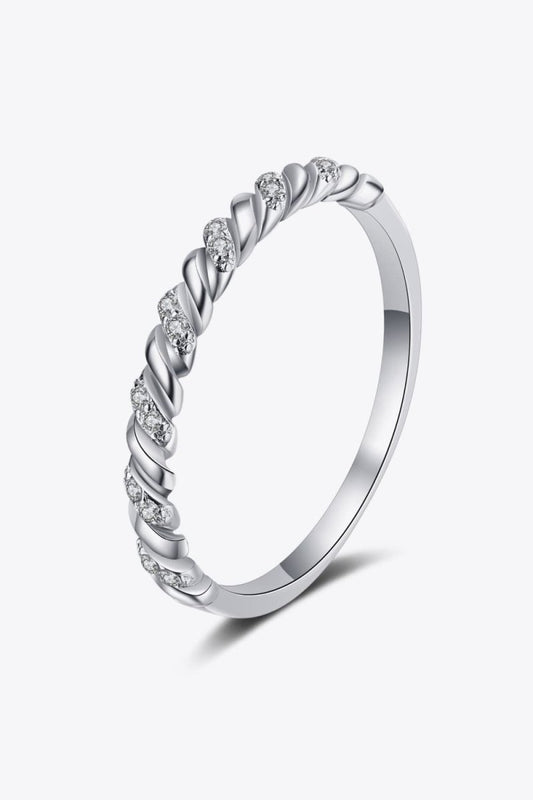 Moissanite Rhodium-Plated Half-Eternity Ring - AMVIM