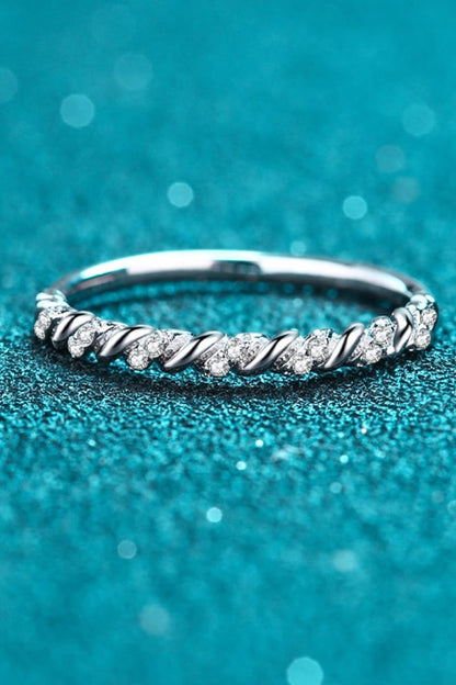 Moissanite Rhodium-Plated Half-Eternity Ring - AMVIM