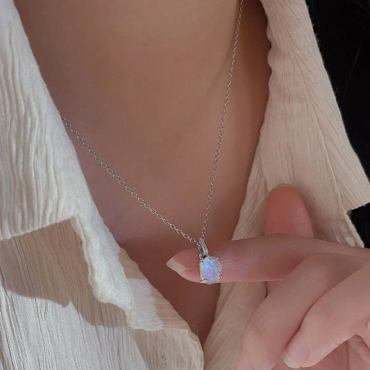 Moonstone 925 Silver Necklace with Chain Extension - AMVIM