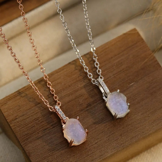 Moonstone 925 Silver Necklace with Chain Extension - AMVIM