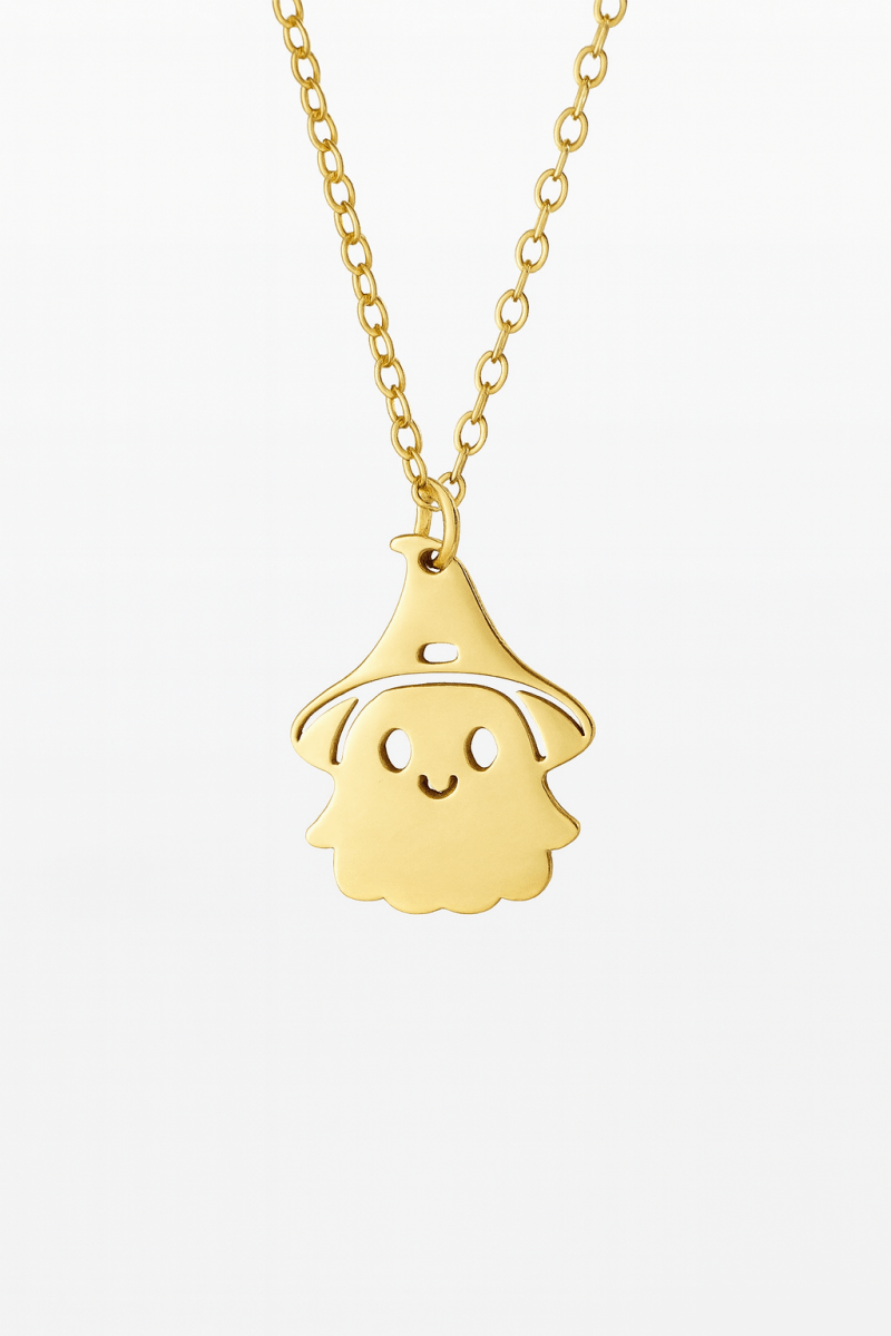 Necklace Halloween Ghost Pendant 18K Gold Titanium Steel - AMVIM