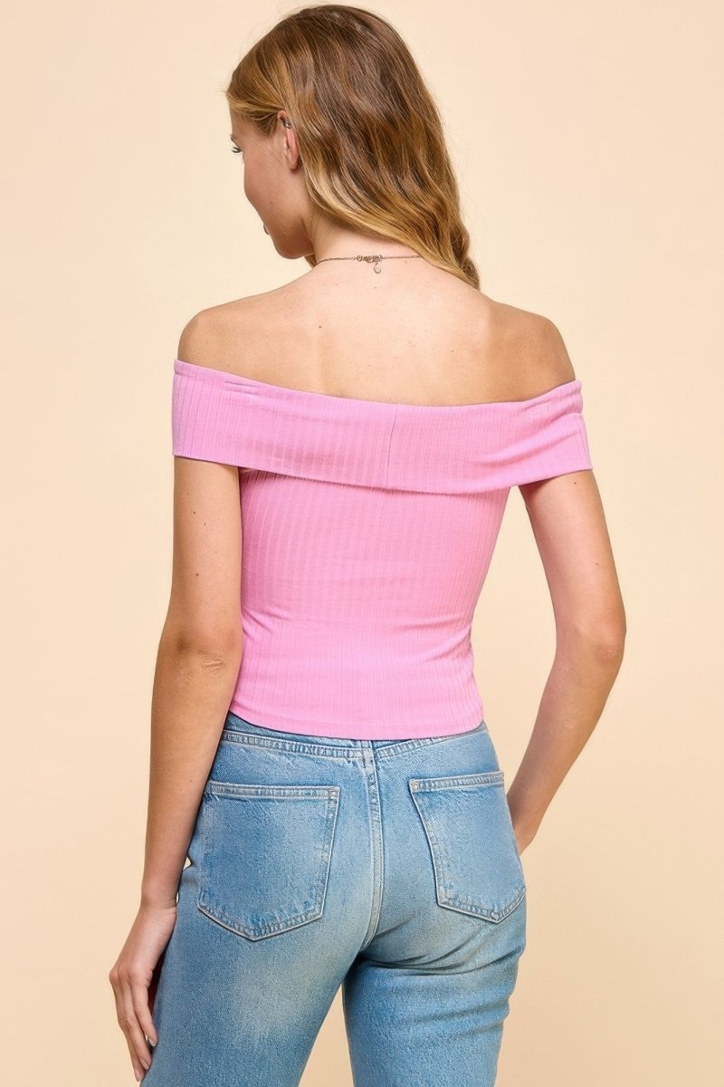 Off Shoulder Ribbed Top - AMVIM