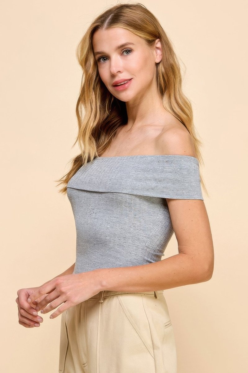 Off Shoulder Ribbed Top - AMVIM