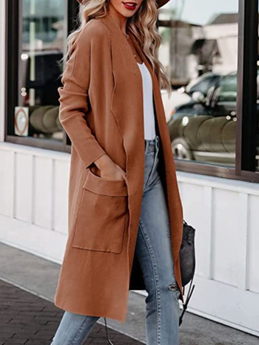 Open Front Dropped Shoulder Outerwear - AMVIM