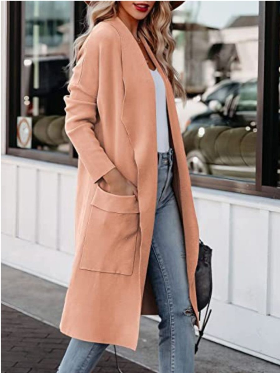 Open Front Dropped Shoulder Outerwear - AMVIM