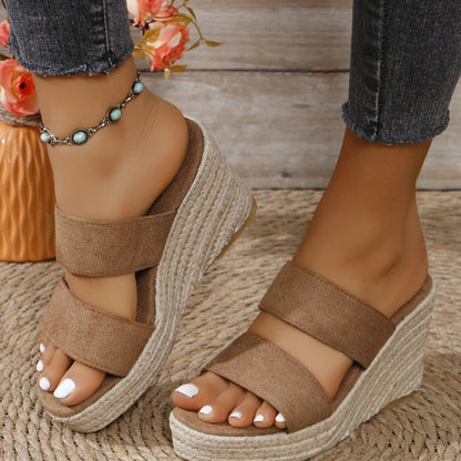 Open Toe Wedge Sandals - AMVIM