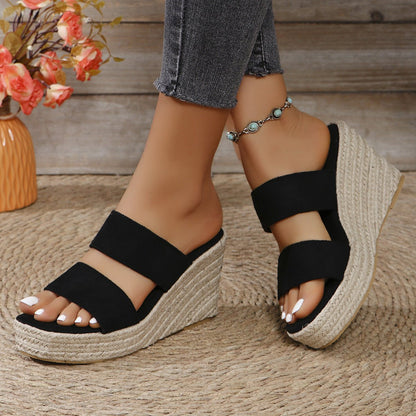 Open Toe Wedge Sandals - AMVIM