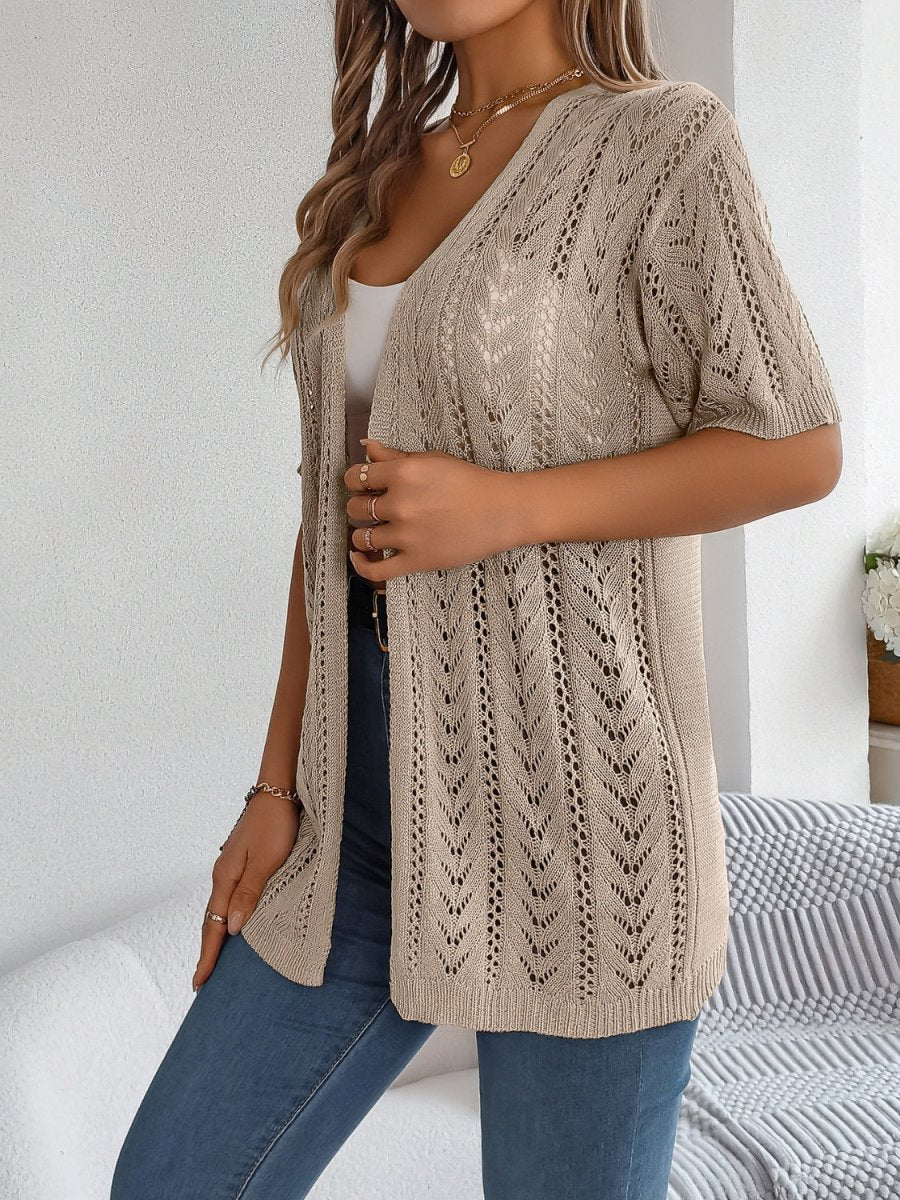 Openwork Open Front Half Sleeve Cardigan - AMVIM