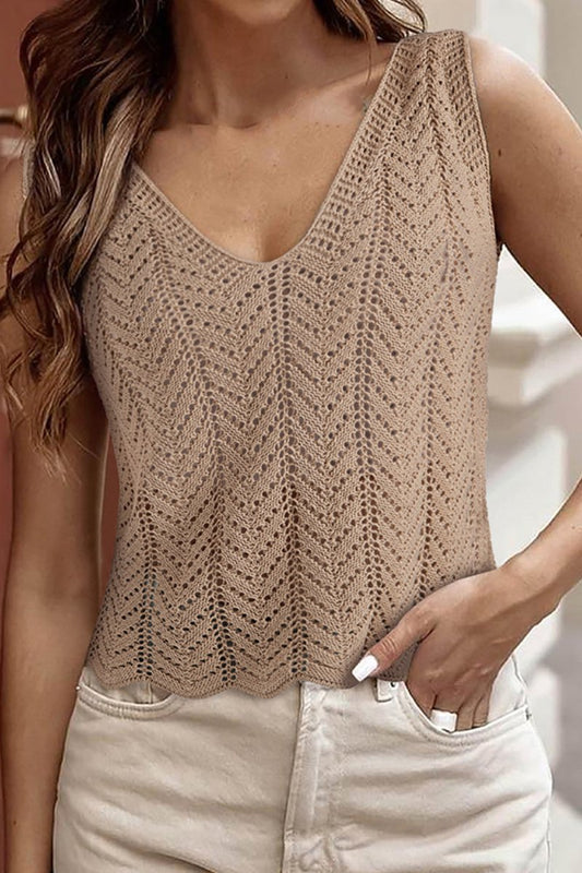 Openwork V-Neck knit Vest - AMVIM