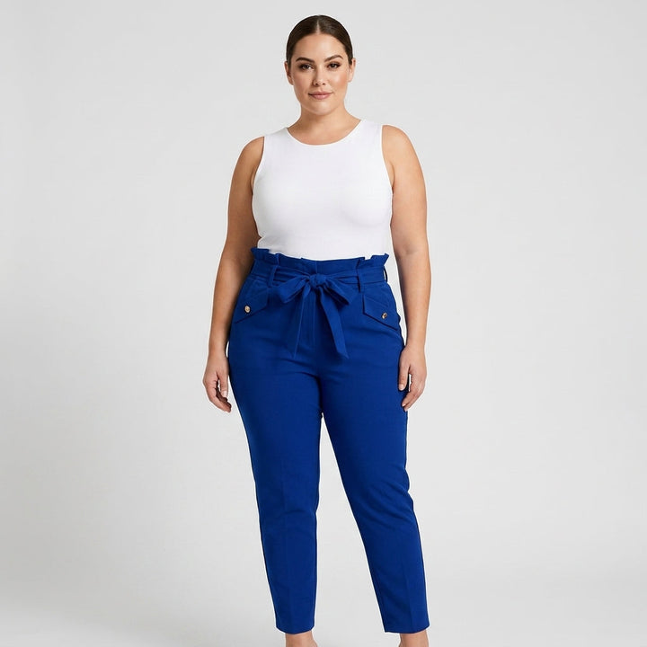 Pants high - waist skinny ruffle belted work trousers - AMVIM
