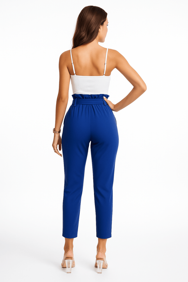 Pants high - waist skinny ruffle belted work trousers - AMVIM