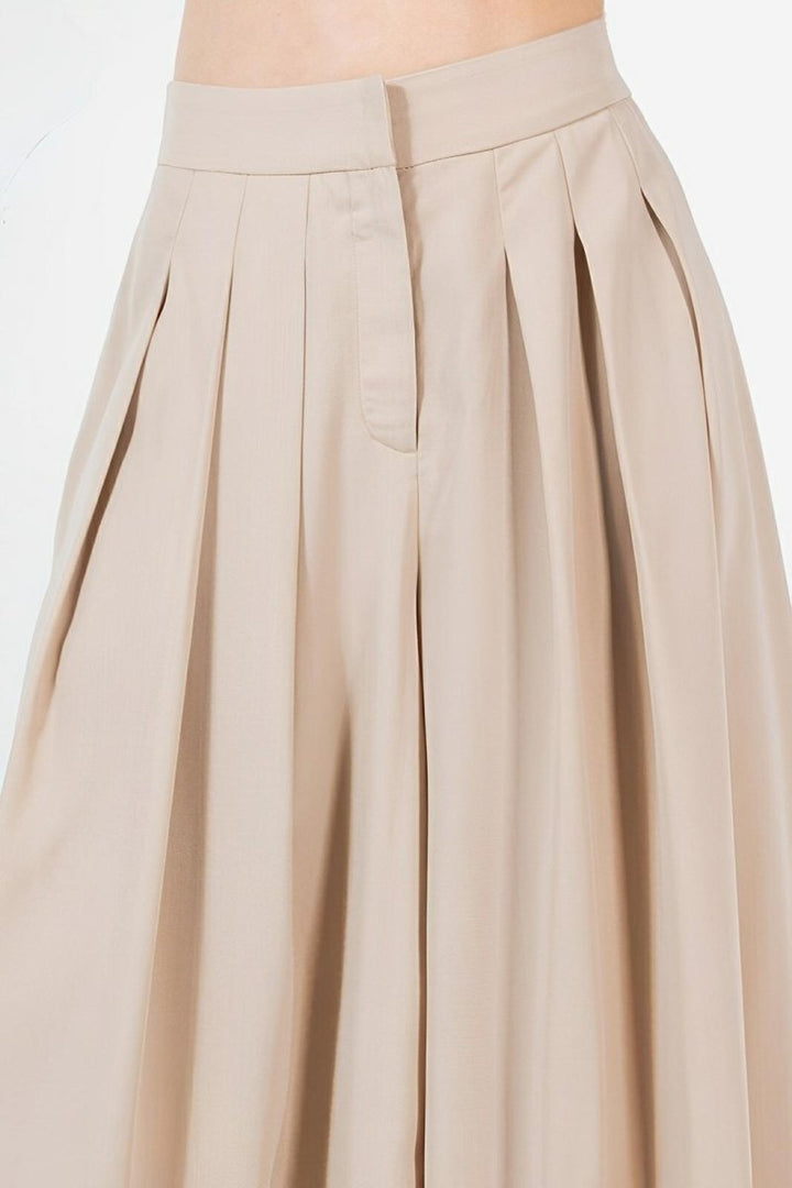 Pants Large Hem Wide Leg Pleated Solid - AMVIM