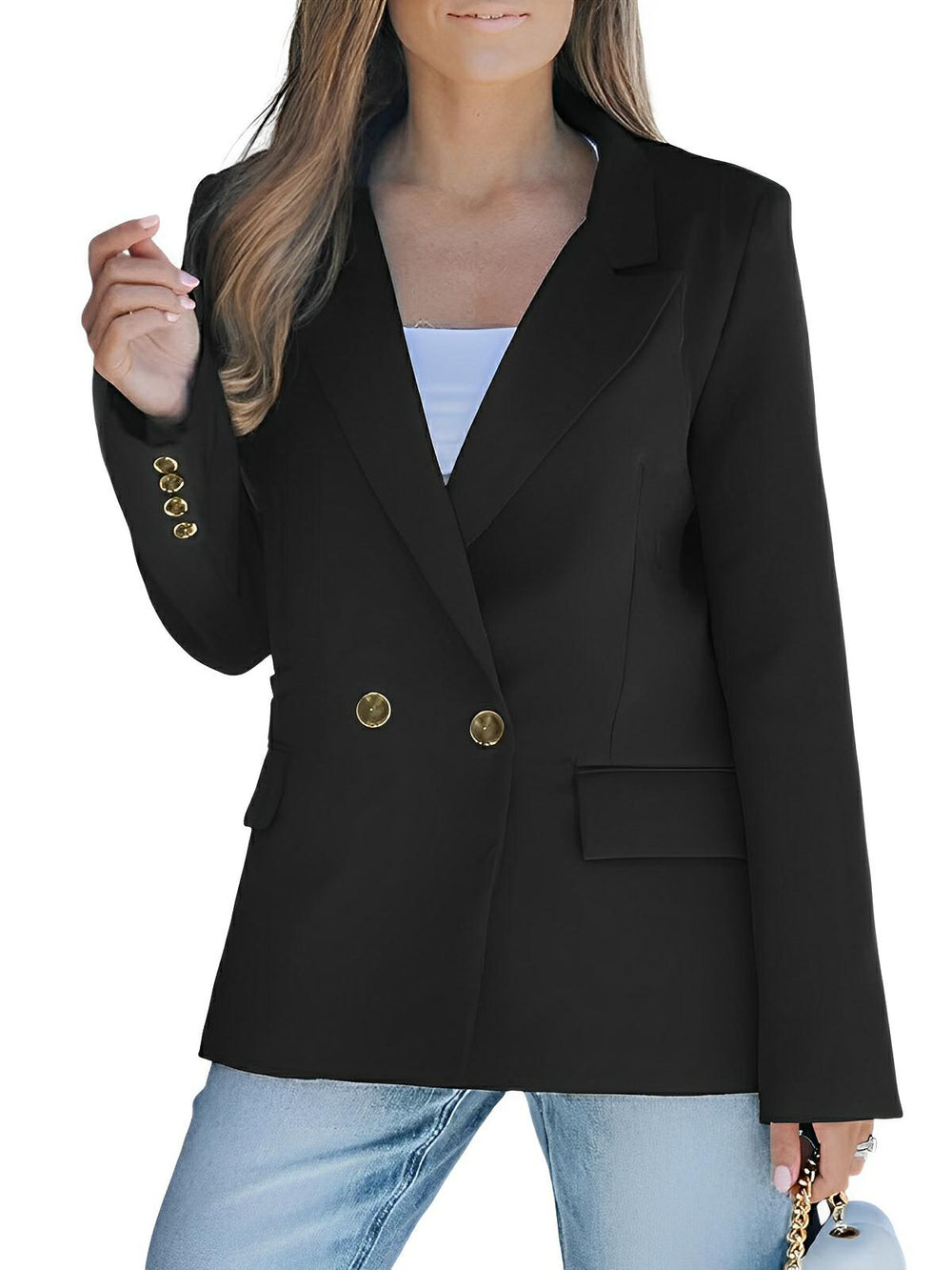 Perfee Lapel Collar Long Sleeve Blazer - AMVIM