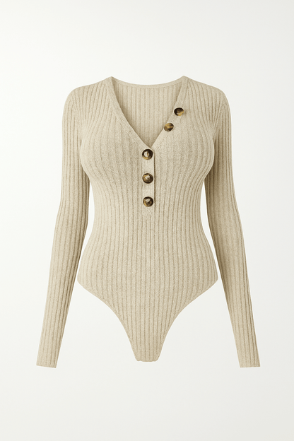 Perfee V - Neck Long Sleeve Bodysuit - AMVIM