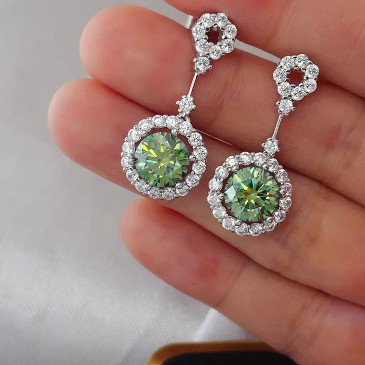 Platinum Moissanite Earrings 4ct Sterling Silver Pair - AMVIM