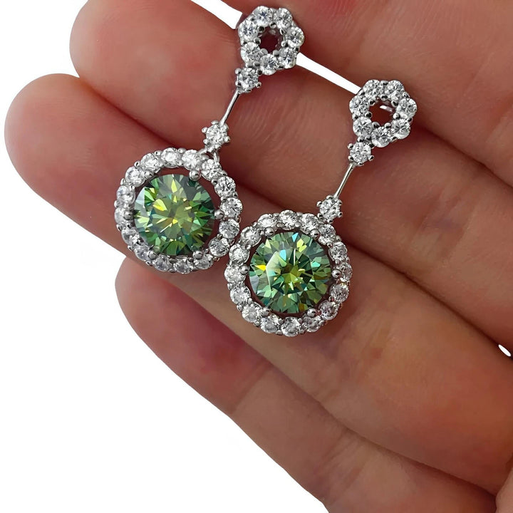 Platinum Moissanite Earrings 4ct Sterling Silver Pair - AMVIM